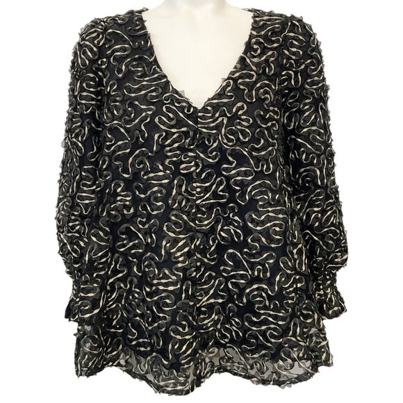 Tuckernuck Black Nightly Organza Easton Blouse - Picture 1 of 4